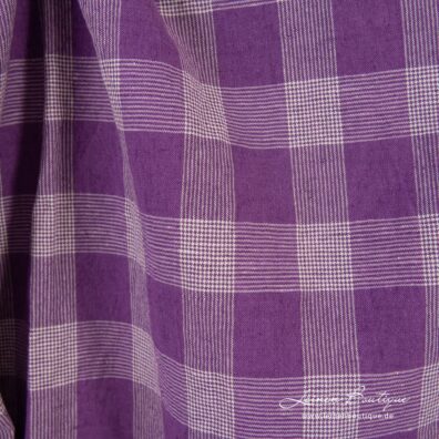 Halbleinen violett kariert gewaschen zum Nähen von Kleidung und Heimtextilien