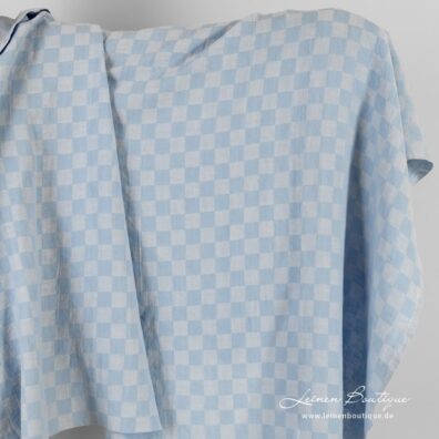 Halbleinen himmelblau kariert gewaschen