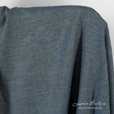 Leinenstoff olivgrün-dunkelblau Fischgrat