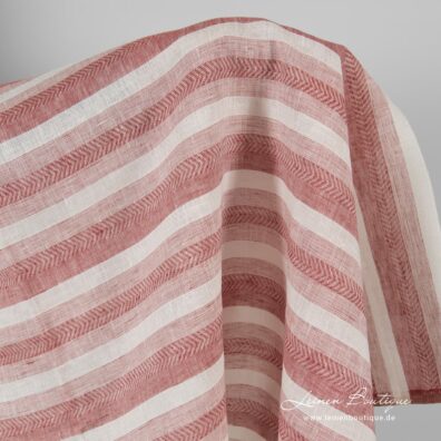 Leinenstoff rot-weiß gemustert zum Nähen von Bekleidung und Heimtextilien