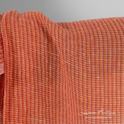 Leinenstoff orange meliert transparent gewaschen weich geschmeidig
