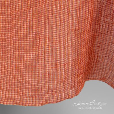 Leinenstoff orange meliert transparent gewaschen zum Nähen von Gardinen, Schals, als Dekostoff verwendbar
