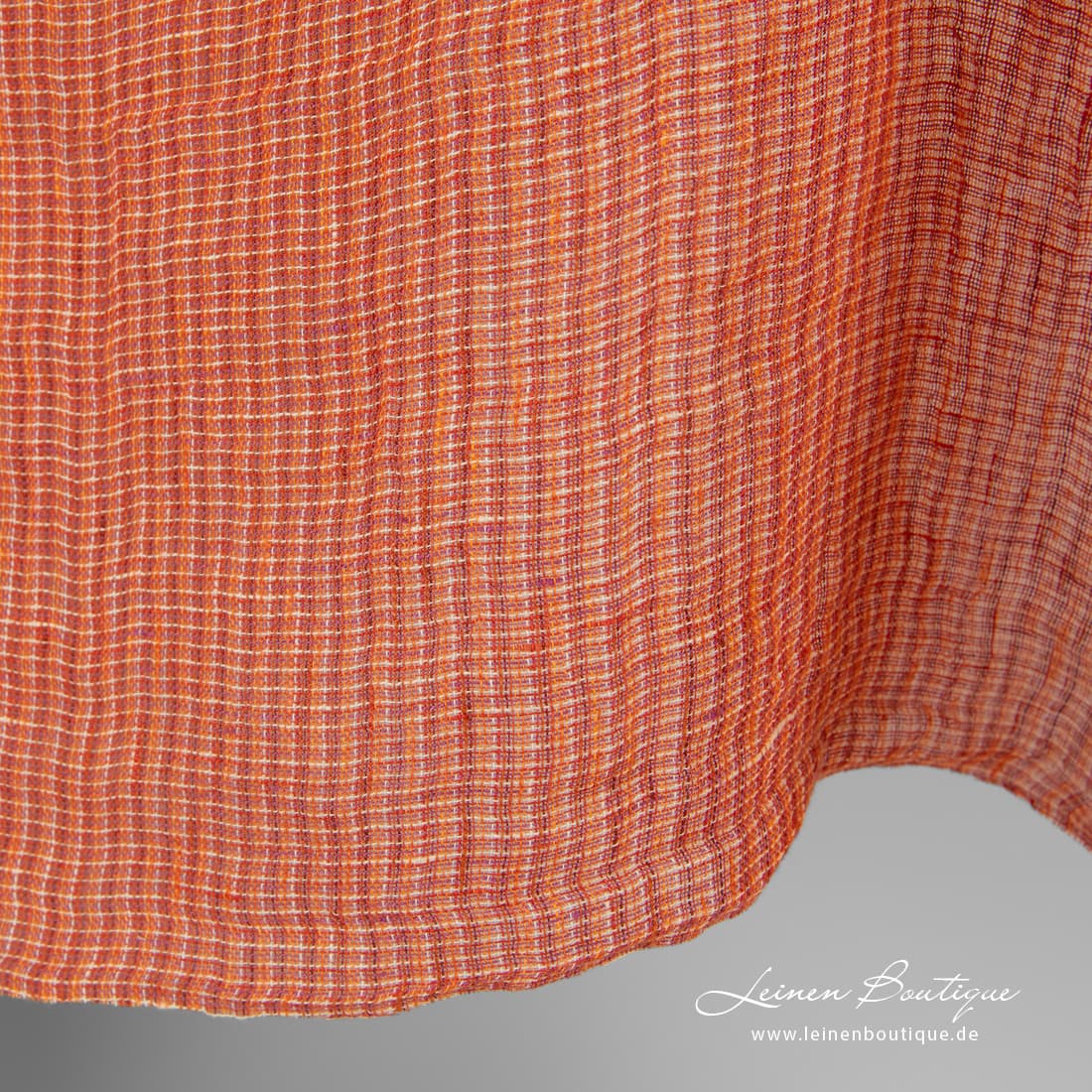 Leinenstoff orange meliert transparent gewaschen zum Nähen von Gardinen, Schals, als Dekostoff verwendbar