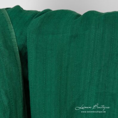 Grüner gemusterter Leinenstoff vorgewaschen zum Nähen von Kleidung und Heimtextilien