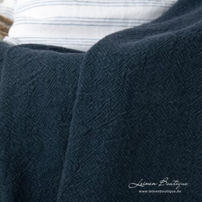 Leinen-Plaid dunkelblau in Panamabindung