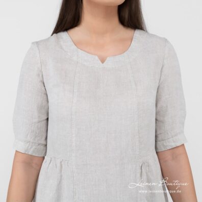 Leinenkleid beige mit 3/4 Ärmeln