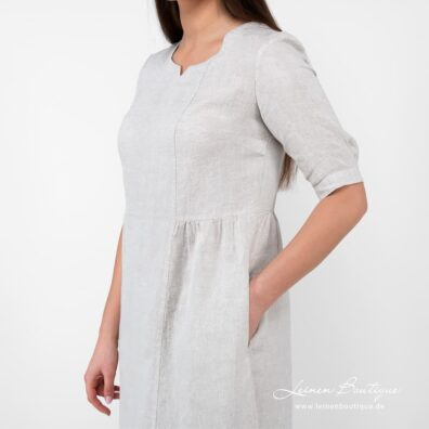 Leinenkleid beige mit Taschen