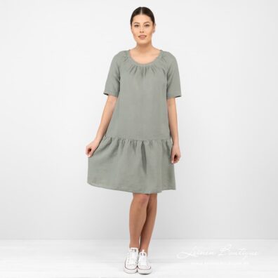 MEIRA Leinen Kleid grünlich