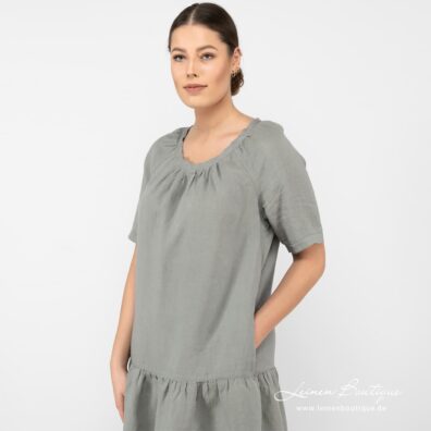 Leinenkleid grünlich mit Taschen