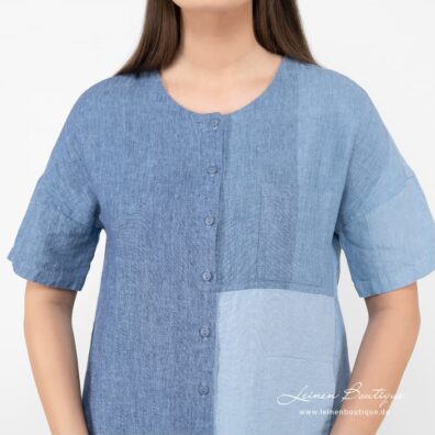 Leinenkleid blau mit Knopfverschluss