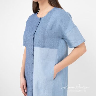 Leinenkleid blau mit Taschen