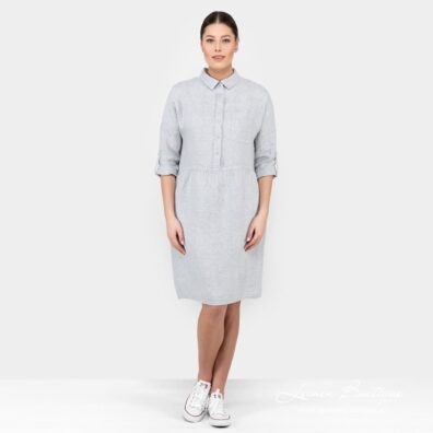 JUDIT FLORA Halbleinen Kleid grau