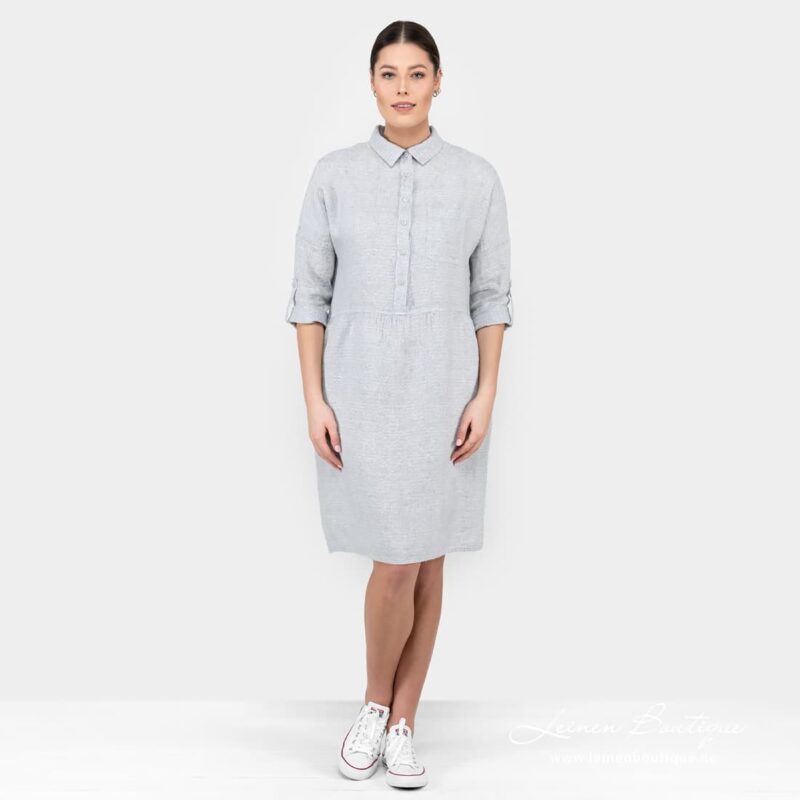 JUDIT FLORA Halbleinen Kleid grau
