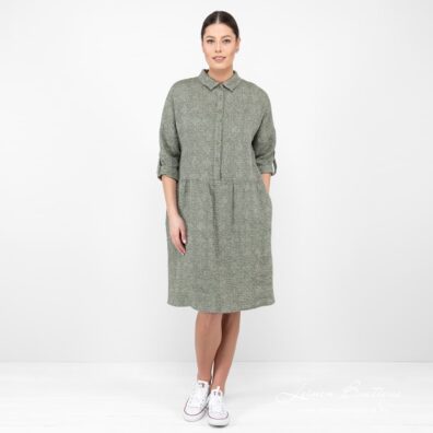 JUDIT FLORA Halbleinen Kleid moosgrün