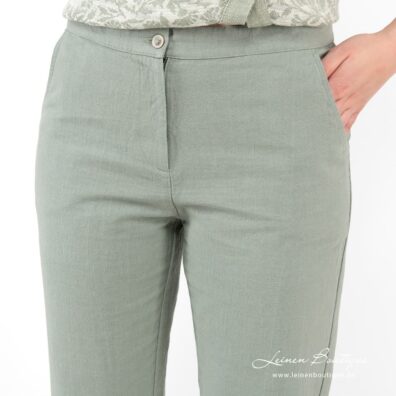 Halbleinen-Hose grünlich mit Taschen