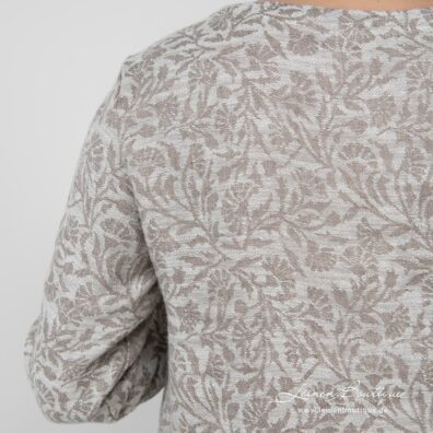 Halbleinen-Bluse grau mit Blumen