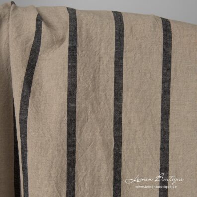Breites Halbleinen beige-schwarz gestreift gewaschen weich geschmeidig