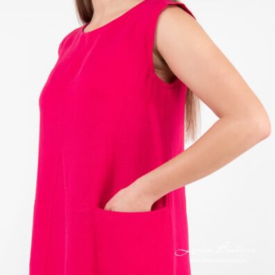 ELLE Leinenkleid fuchsia mit Taschen
