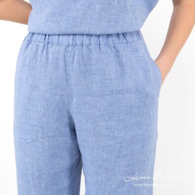 LILLY Leinenhose hellblau mit Taschen