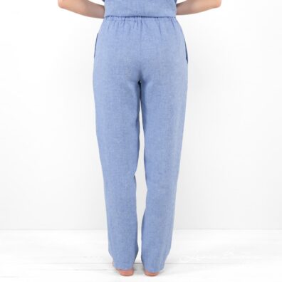 LILLY Leinenhose hellblau mit Gummi im Bund