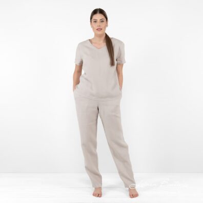 LILLY Leinenhose und passende Bluse, beige