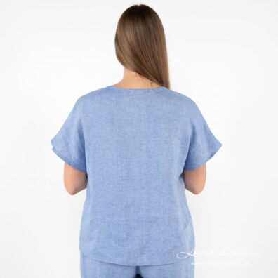 DARREN Leinenbluse hellblau, Rückseite