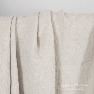 Leinen-Wollestoff beige gemustert gewaschen weich geschmeidig