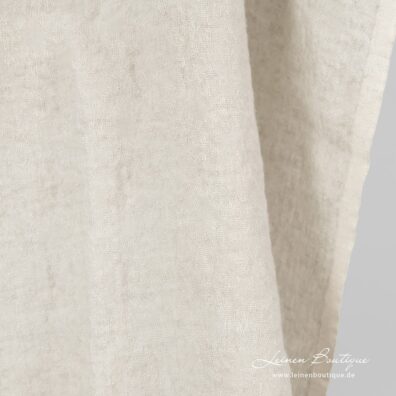 Jacquard Leinen-Wollestoff beige mit Blumenmuster gewaschen