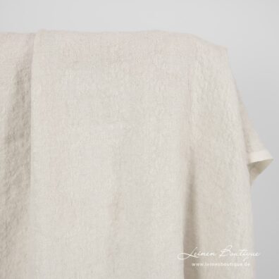 Leinen-Wollestoff beige gemustert gewaschen zum Nähen von Kleidung und Heimtextilien