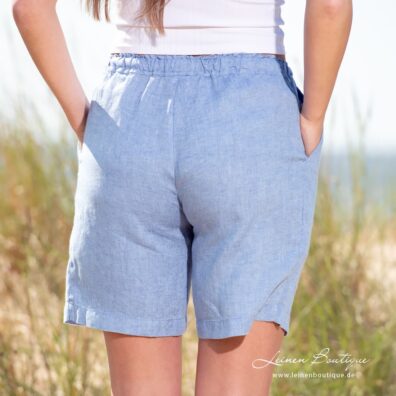 DOLFI Leinenshorts aus himmelblau-blau meliertem Stoff