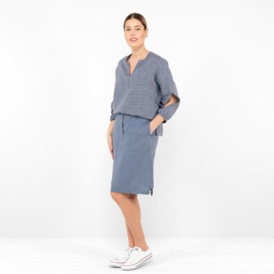 TIFA Leinenrock blau mit Taschen