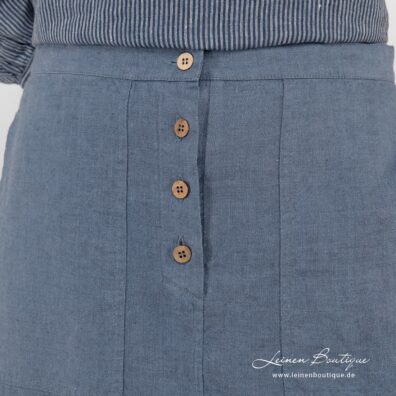 TIFA Leinenrock blau mit Knopfverschluss vorne
