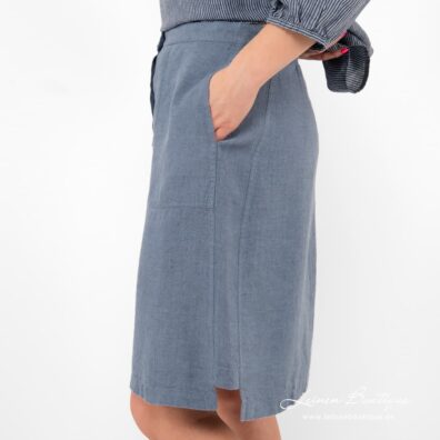 TIFA Leinenrock blau mit seitlichen Schlitzen