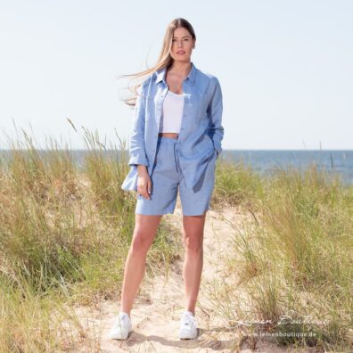 DOLFI Leinenbluse blau und passende Shorts