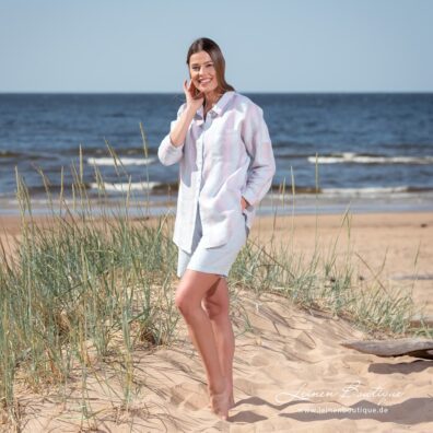 DOLFI Leinenbluse gestreift und passende Shorts