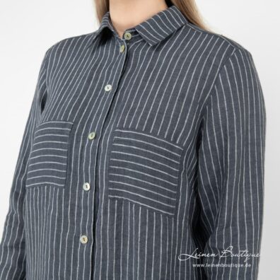 SAFARI Leinenbluse blau mit Brusttaschen