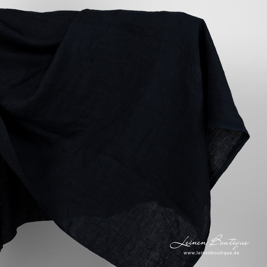 Leinenstoff blauschwarz breit vorgewaschen