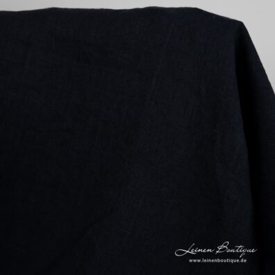 Leinenstoff blauschwarz breit vorgewaschen zum Nähen von Kleidung und Heimtextilien geeignet