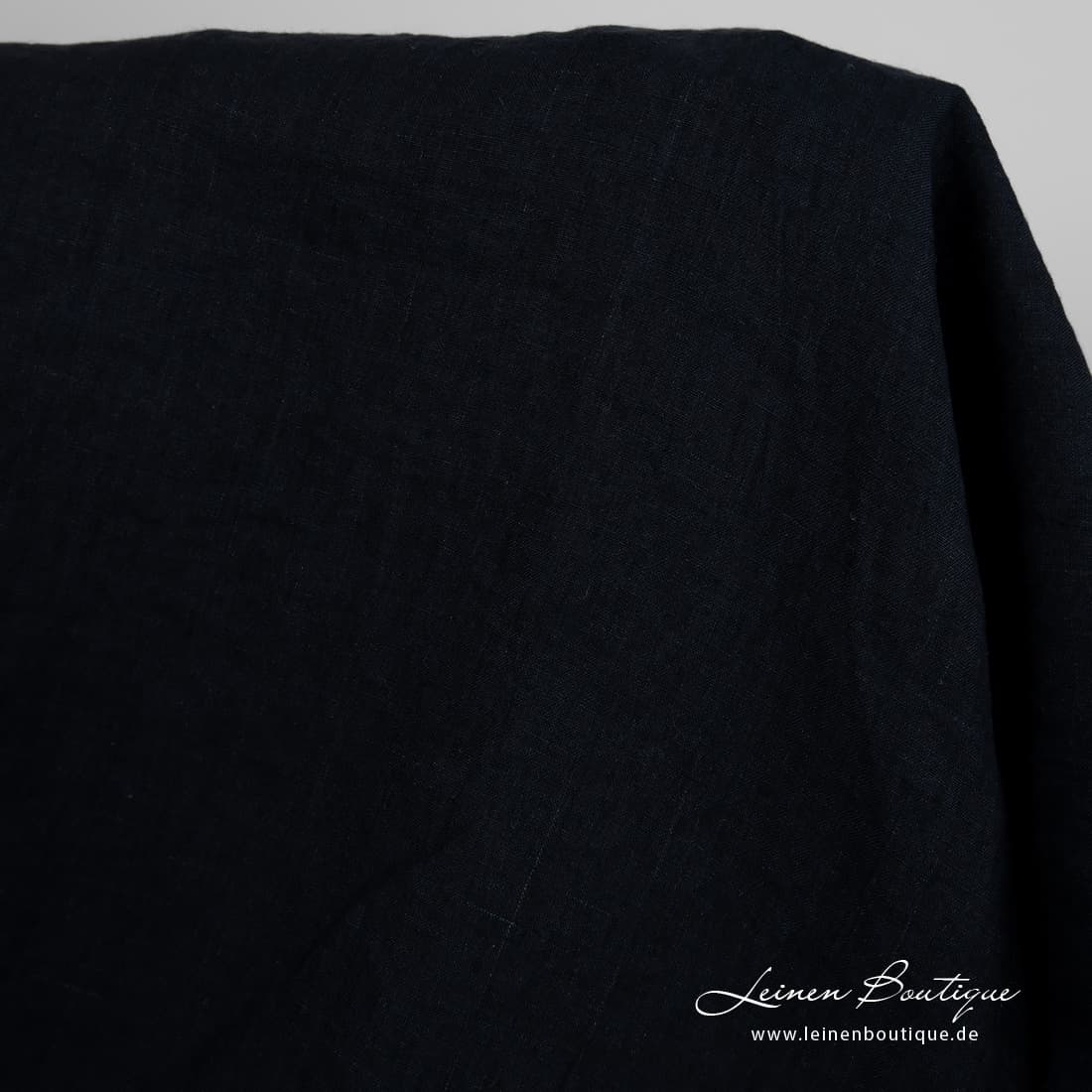 Leinenstoff blauschwarz breit vorgewaschen zum Nähen von Kleidung und Heimtextilien geeignet