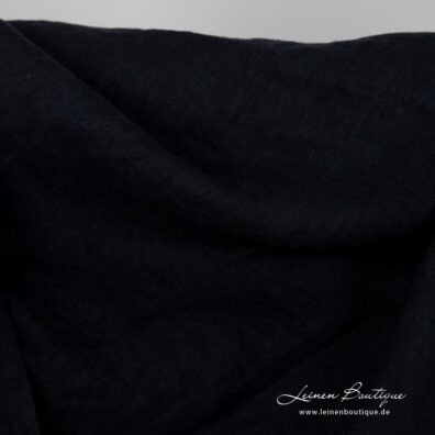 Reinleinen aus schwarzem und blauschwarzem Garn gewebt, Melange, speziell gewaschen, 275cm breit