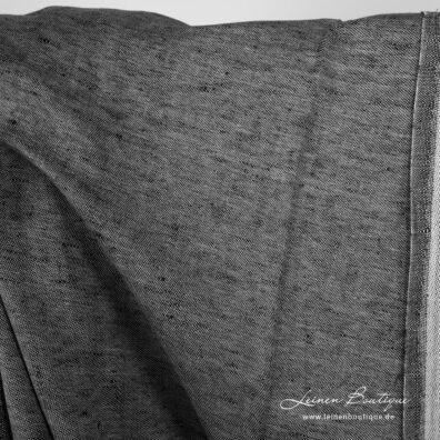 Doppelseitiger Leinen-Baumwollstoff aus schwarzem und weißem Garn gewebt, Melange
