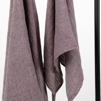 Leinenhandtuch dunkelviolett-naturgrau meliert, Waffelpikee
