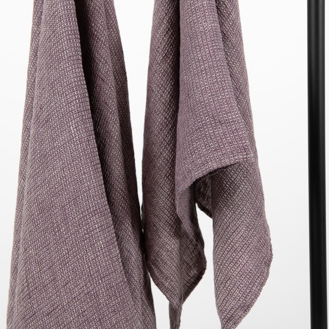 Leinenhandtuch dunkelviolett-naturgrau meliert, Waffelpikee