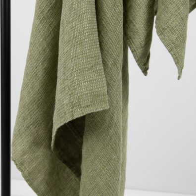 Leinenhandtuch kiwigrün-naturgrau meliert, Waffelpikee