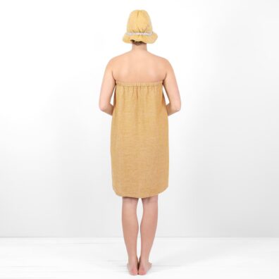 Leinen-Saunakilt gelb meliert, aus weichem geschmeidigem, speziell gewaschenem Stoff angefertigt