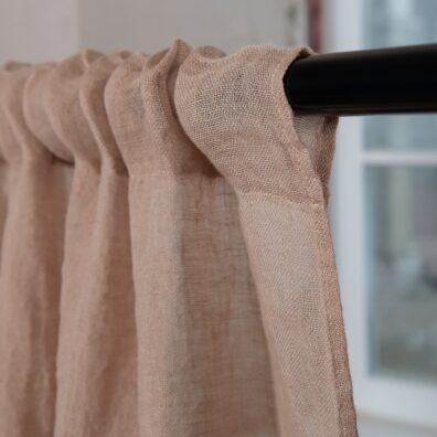 BOHEMIA Leinen-Gardine taupe mit Stangendurchzug