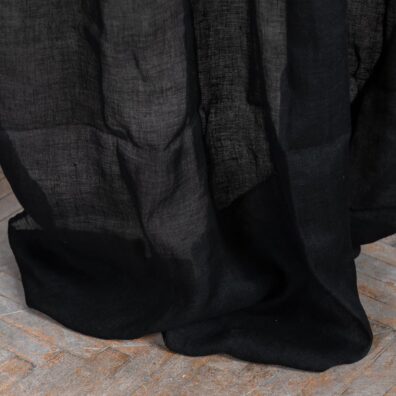 Schwarze transparente leichte Leinengardine