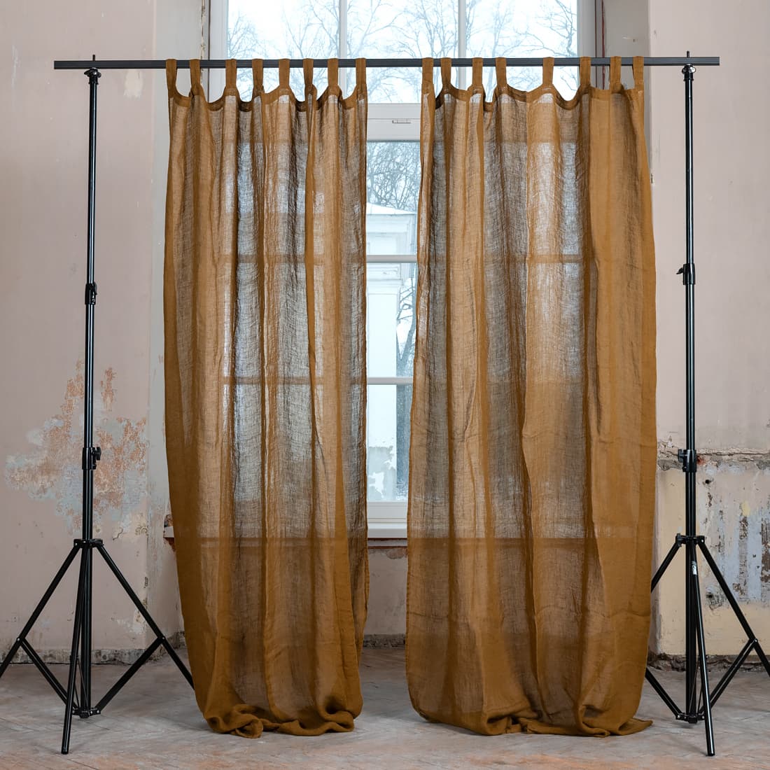 BOHEMIA Leinen Gardine braun