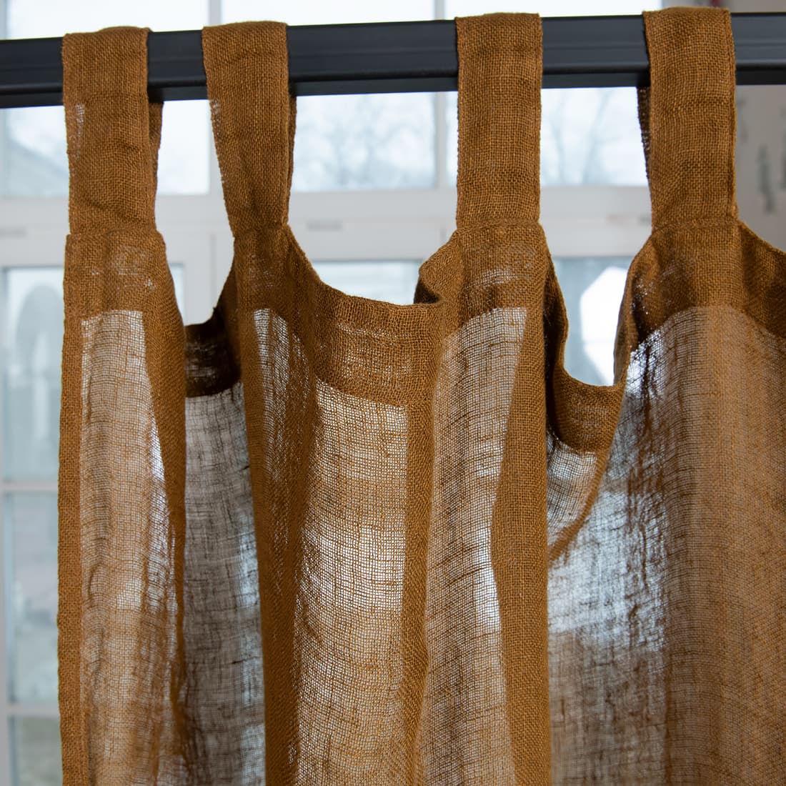 BOHEMIA Leinen-Gardine goldbraun mit Schlaufen