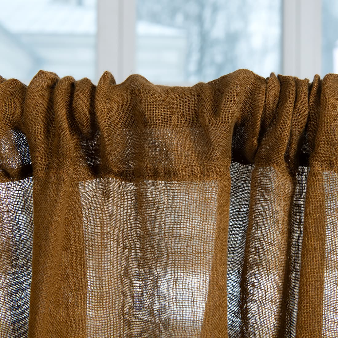Leinengardine goldbraun leicht, transparent